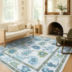 Fame Living Green Oushak Rug, Modern Small Rugs, Door Mat, Doormat - Image 3