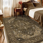 Area Rugs 3'x5' Washable Non-Slip, Floral Vintage Distress Print Pattern by RELEANY