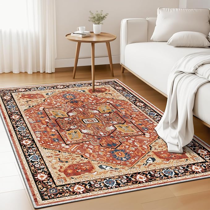 EnHomee 3x5 Washable Area Rugs for Bedroom, Boho Vintage Rugs, Foldable Area by EnHomee
