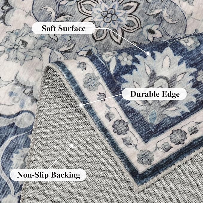 DUKINO 9x12 Area Rugs, Non Slip Distressed Living Room Rugs, Soft Large - Image 5