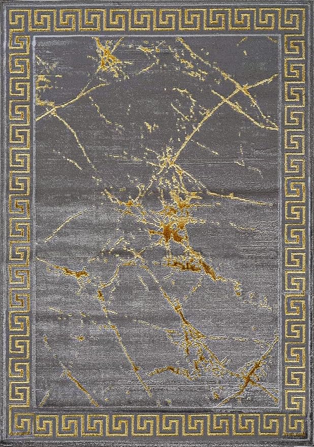 GLORY RUGS Area Rugs Marble 4x5 Grey Gold Carpet Modern Abstract Rug Living - Image 2