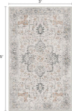 3x5 Area Rugs for Living Room, Machine Washable Non Slip Vintage Rugs, Low Pile - Image 2