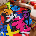 Retro Rug, Colorful Geometric Abstract Area Rug 6x8, Funky Pop Art Low Pile Non by Unknown