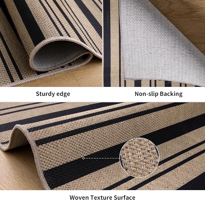 Tangsoo Stripe Easy Jute Rug, Ultra Thin 3x5 Washable Area Rug - Image 4