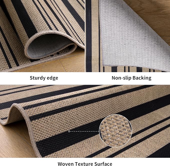 Tangsoo Stripe Easy Jute Rug, Ultra Thin 2x3 Outdoor Rug - Image 4