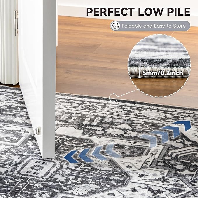 EnHomee 4x6 Washable Area Rugs for Bedroom, Boho Vintage Rugs, Foldable Area - Image 5