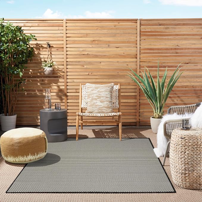 Nourison Home Courtyard Black White 6' x 9' Area Rug - Image 4