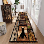 Wild Animal Bear Long Runner Rug, Animal Bear and Plant Pine Cone Autumn Leaf - Image 3