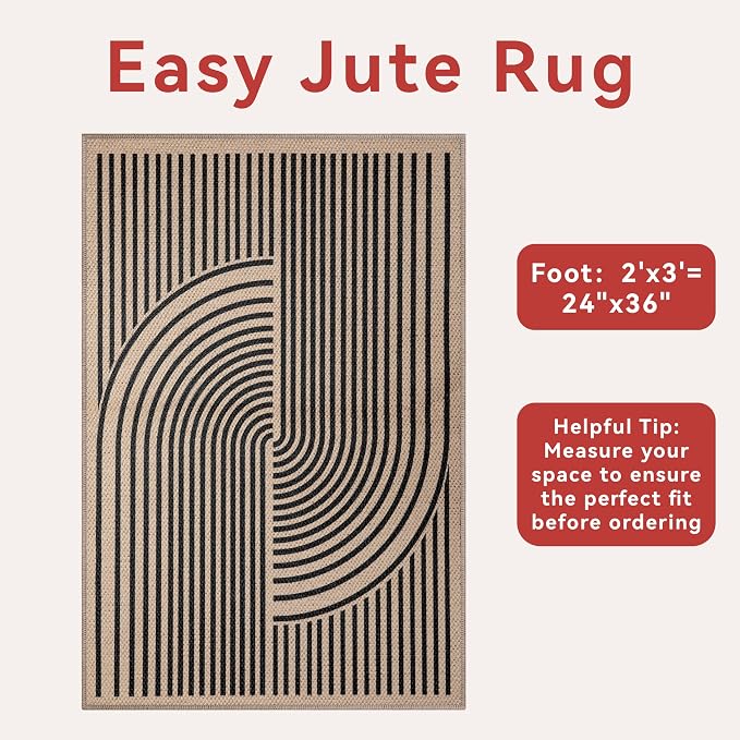 Tangsoo Rainbow Easy Jute Rug, 2x3 Washable Small Area Outdoor Rug - Image 6