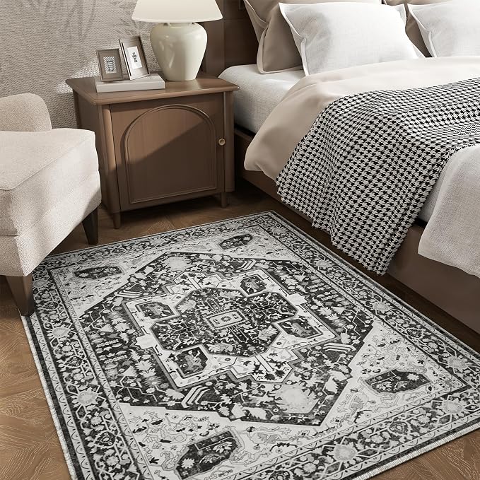 EnHomee 4x6 Washable Area Rugs for Bedroom, Boho Vintage Rugs, Foldable Area - Image 3