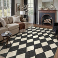 6x9 Checkered Area Rugs for Living Room Black Machine Washable Large Rug by PureCozy