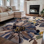 Rugshop Cream Bright Flowers Non Slip Non-Shedding Area Rug by Rugshop