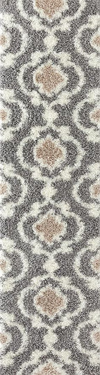 Rugshop Cozy Moroccan Trellis Indoor Shag Runner Rug 2' x 10' Gray/Cream - Image 2