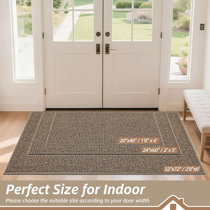 BEQHAUSE Dirt Trapper Door Mat 20" x 48", Non-Slip Washable Doormats Entrance - Image 2