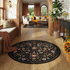 Vintage Medallion Floral Round Rug 4ft, Washable Circle Area Rug, Non-Slip Soft - Image 2