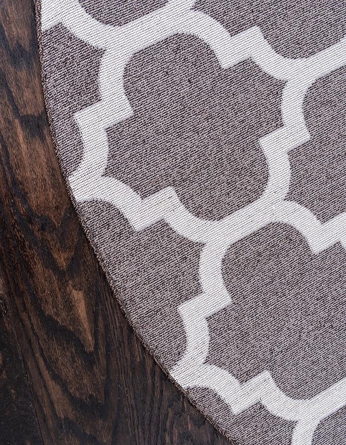 Rugs.com Lattice Collection Rug – 8 Ft Round Chocolate Brown Medium Rug Perfect - Image 6
