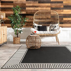 Nuloom Asha Black/Ivory, Striped Border, Soft and Cozy, High Traffic, Stain - Image 5