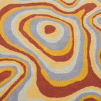 Irregular Shaped Handmade Wool Area Rug | Modern Colourful Stripe Premium - Image 4