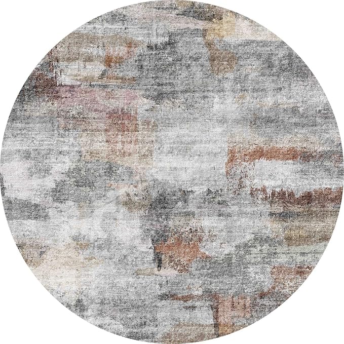 vivorug Round Rug 5ft Abstract Round Area Rug Non-Slip Indoor Carpet - Image 4