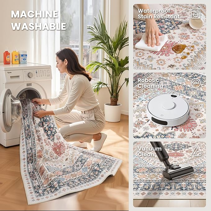 zesthome 5x8 Area Rugs for Living Room, Non-Slip Backing Washable Rugs - Image 5