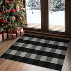 GENIMO Checkered Rug 27.5x44 inches Black and White Outdoor Rug Buffalo Plaid by GENIMO