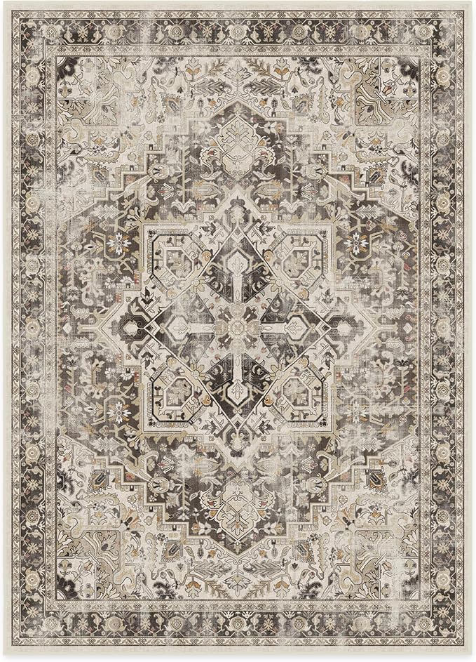 RUGGABLE Washable Vintage Area Rug – Kamran Hazel 10x14, Stain-Resistant - Image 3