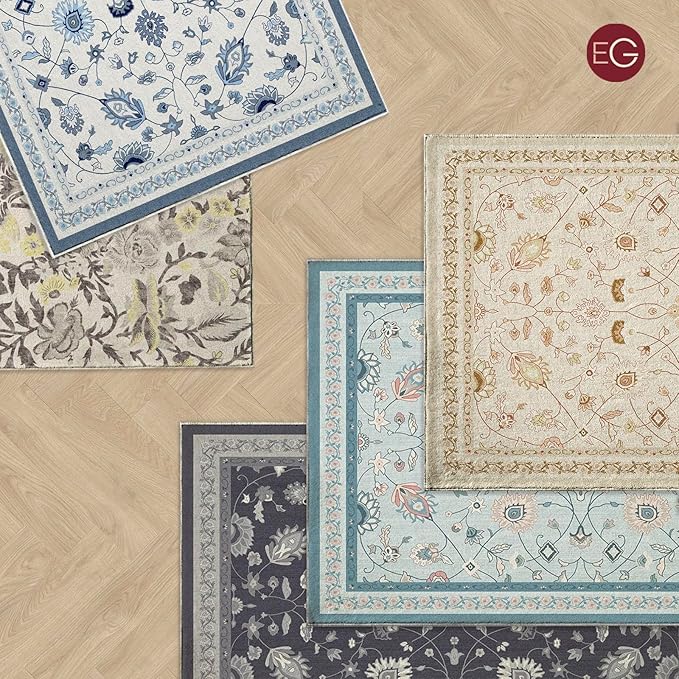 EVERGRACE Hallyway Area Runner Rugs 2x6, Boho Floral Faux Wool Indoor Outdoor - Image 7