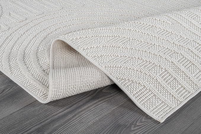 Beverly Rug Micro Loop Area Rug White 6x9 Modern Luxury Soft Circle Geometric - Image 3
