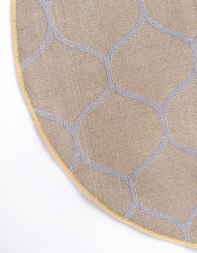 Rugs.com Lattice Frieze Collection Rug – 3' Round Yellow Medium Rug Perfect - Image 9