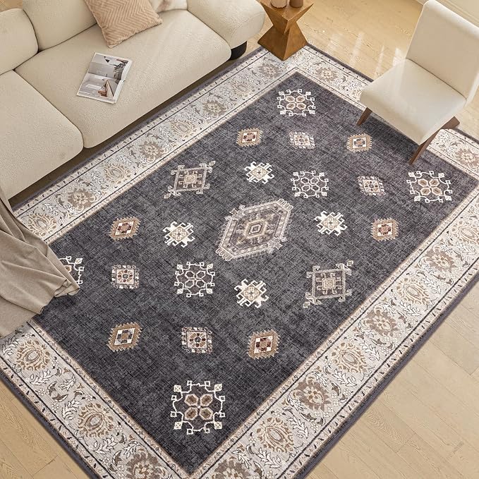 ILANGO Washable Area Rugs 5x7 for Living Room Vintage Area Rugs Non Slip Boho - Image 3