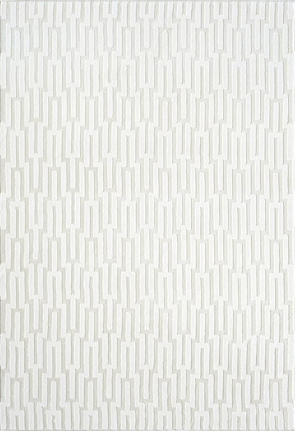 Abani Cream Area Rug for Living Room, Bedroom -Geometric Pattern - Image 2