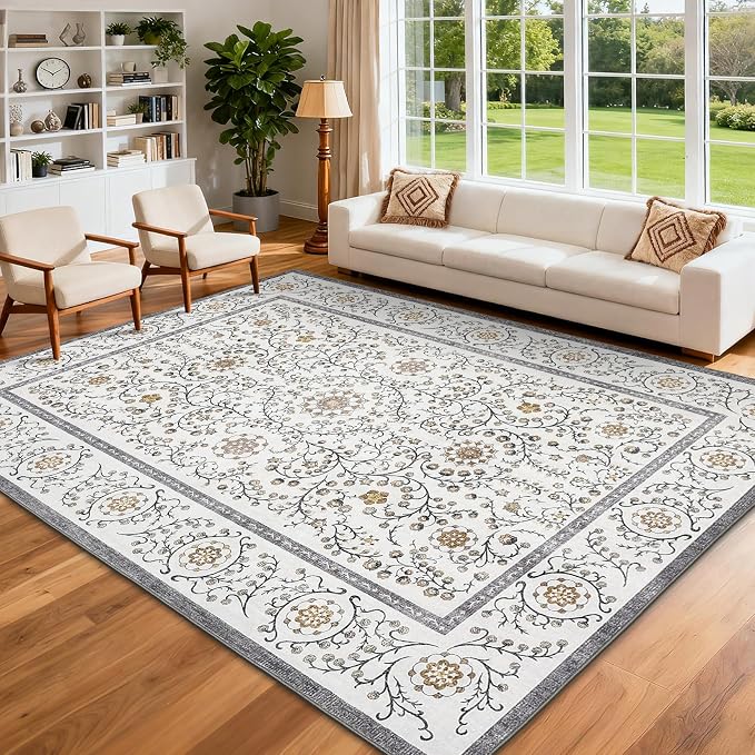 GarveeHome Boho 5x7 Area Rug for Bedroom, Floral Vintage Rugs for Living Room by GarveeHome