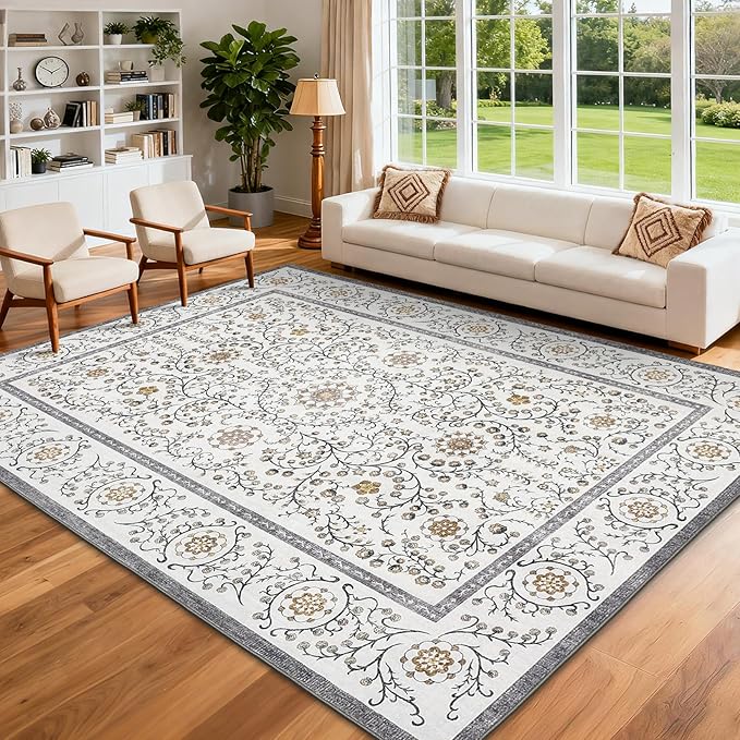 GarveeHome Boho 6x9 Area Rug for Living Room, Floral Vintage Rugs for Bedroom - Image 2