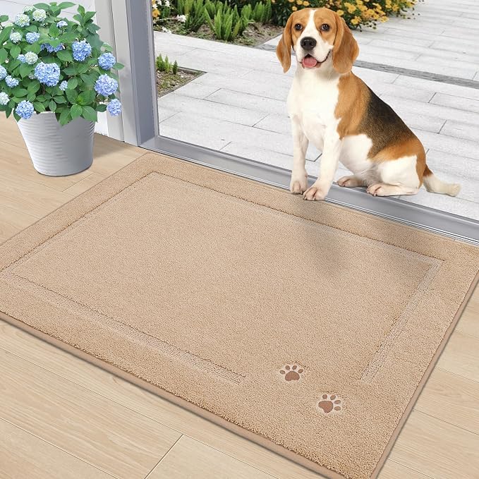 BEQHAUSE Dog Door Mat for Muddy Paws 24"x36" Dirt Trapper Absorbent Doormat Non by BEQHAUSE