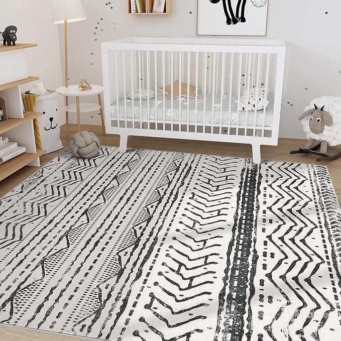 Nakagishi Area Rug Living Room Rugs: 6X9 Machine Washable Boho Large Neutral - Image 6