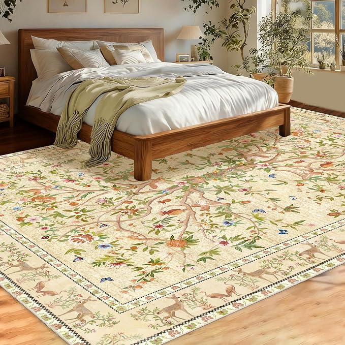 8x10 Area Rugs for Living Room, Machine Washable Non-Slip Carpet, Boho Floral - Image 3