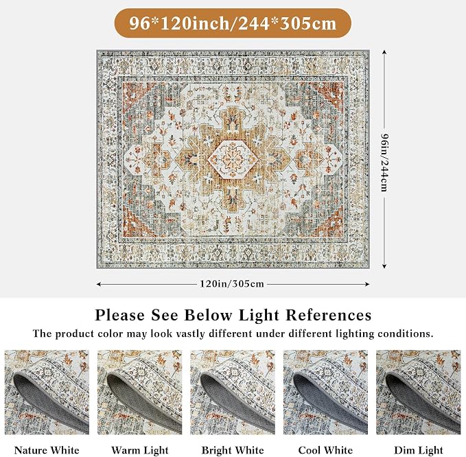 Moynesa Ultra-Thin Washable Area Rug 8x10, Large Living Room Rugs - Image 2