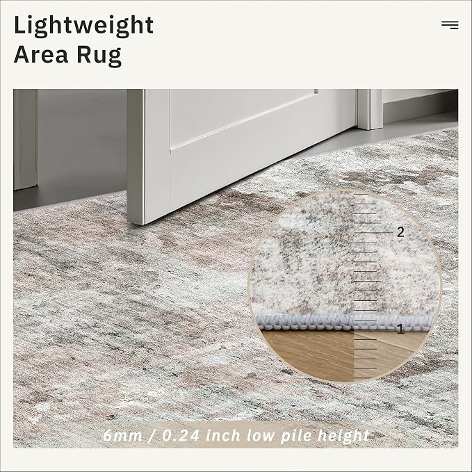 Abstract Rug 8x10 Large Living Room Rugs Neutral Modern Washable Area Rugs - Image 7