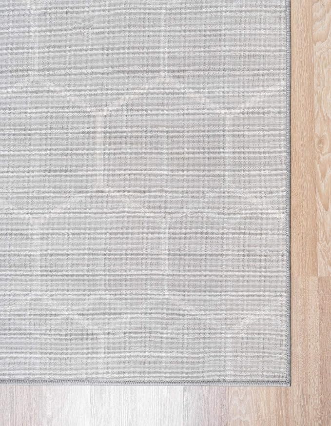 Rugs.com Lattice Trellis Collection Rug – 10 Ft Runner Gray Low-Pile Rug Perfect - Image 10