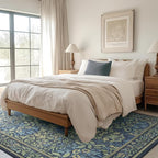 Bavni Floral Dark Blue Area Rugs 8x10, Vintage Boho Carpet Machine Washable - Image 3