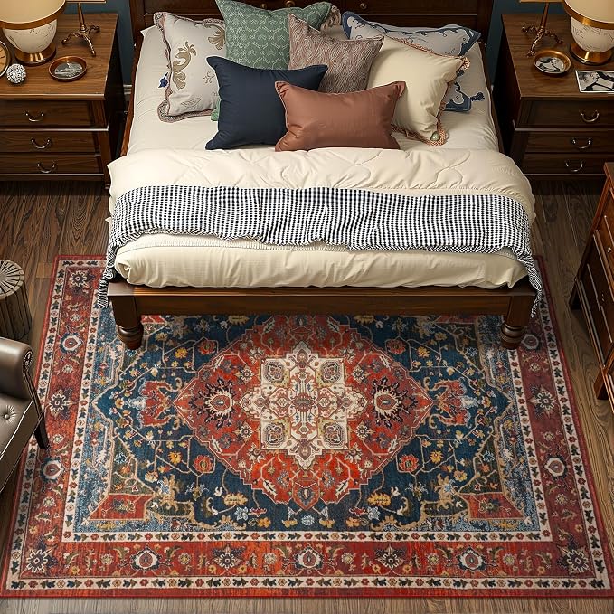 YJ.GWL Area Rugs for Living Room 5x7 Machine Washable Rugs, Non Slip Floral - Image 4