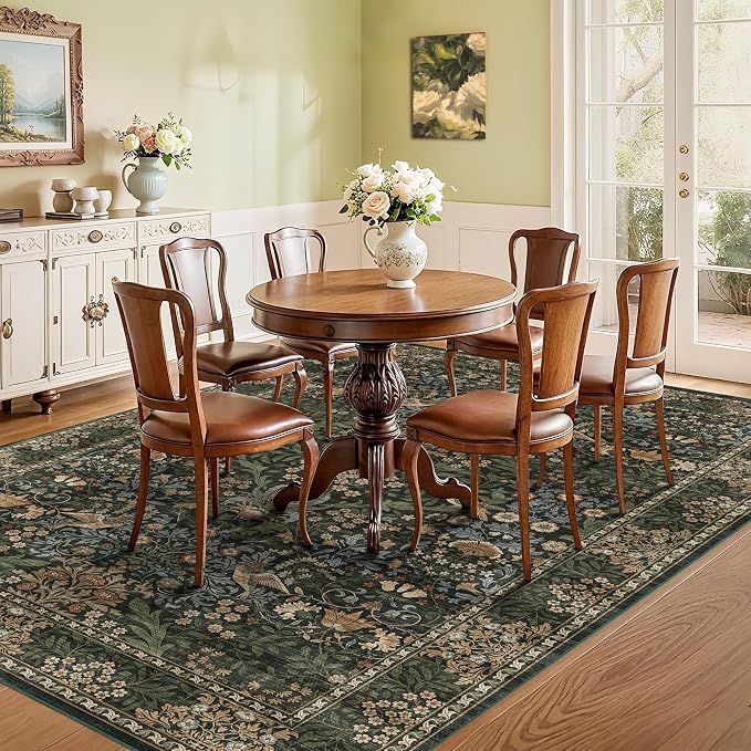 5x7 Floral Washable Area Rug for Living Room, Vintage Boho Rugs for Bedroom - Image 2