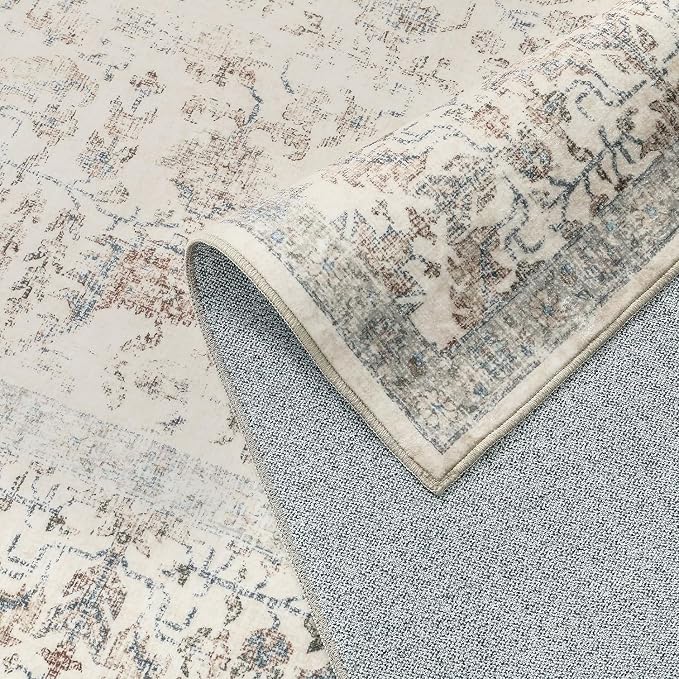 Taupe Runner Rug 2x5 Hallway Machine Washable Kitchen Vintage Distressed Non - Image 7