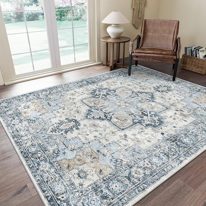 GENIMO 5x7 Area Rugs for Living Room, Machine Washable Rug, Non Slip Vintage by GENIMO