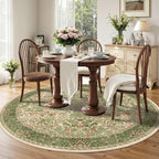 6ft Round Area Rugs for Living Room, Washable Floral Circle Rug Non Slip Low - Image 3