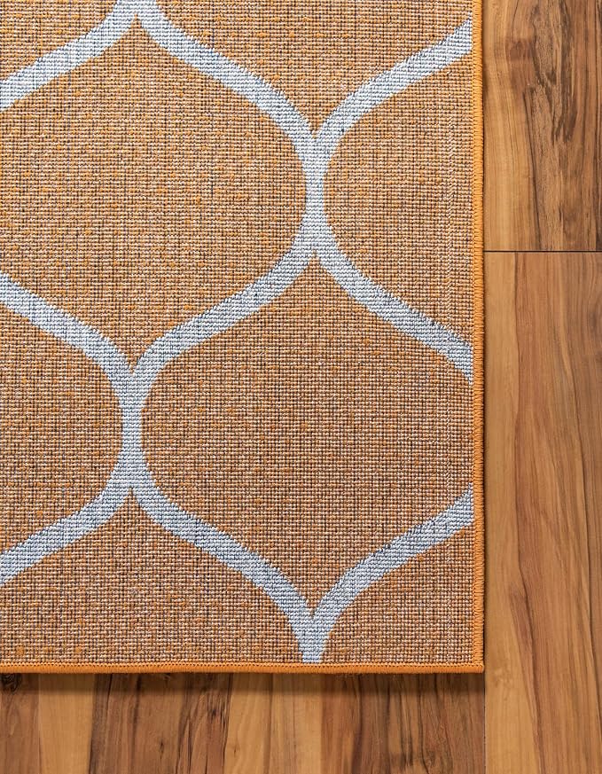 Rugs.com Lattice Frieze Collection Rug – 2' x 8' 8 Runner Orange Medium Rug - Image 9