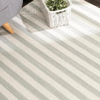 Home Conservatory Ladder Stripe Grey/Ivory Handwoven Wool 6 X 9 Feet - Image 4