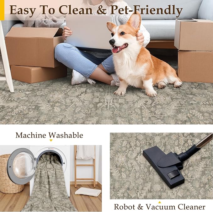 Brown 2x3 Entryway Rug Vintage Area Carpet Indoor Kitchen Washable Door Mat - Image 4