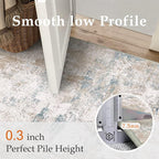 8x10 Washable Area Rug Beige Blue Abstract Living Room Bedroom Carpet Neutral - Image 7