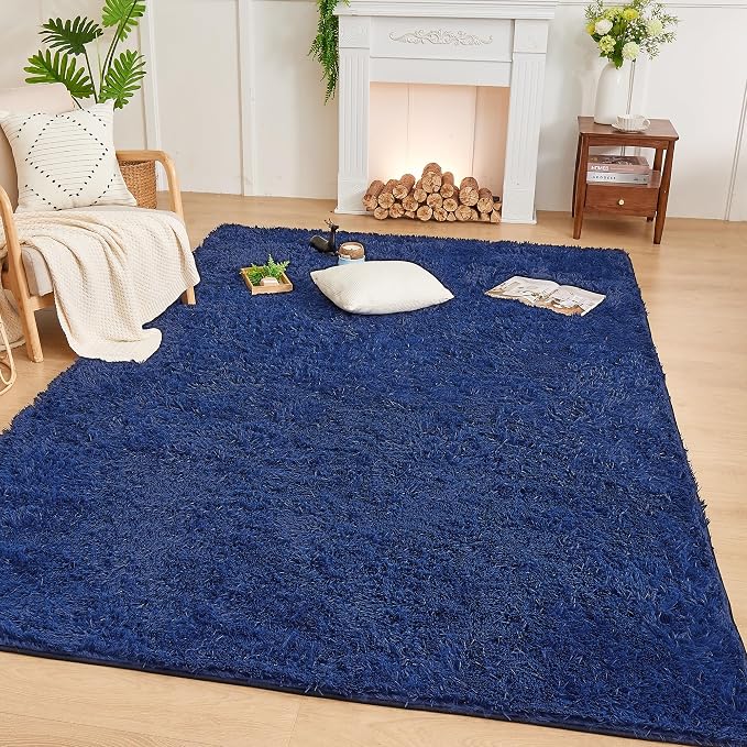 Andency Navy Soft Area Rugs for Living Room Bedroom, 4x6 Fluffy Shaggy Bedside - Image 9